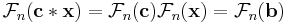 \ \mathcal{F}_{n}(\mathbf{c} * \mathbf{x}) = \mathcal{F}_{n}(\mathbf{c}) \mathcal{F}_{n}(\mathbf{x}) = \mathcal{F}_{n}(\mathbf{b})