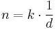  n = k \cdot  \frac{1}{d} 