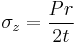  \sigma_z = \dfrac{Pr}{2t} \ 