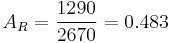 A_R = \frac{1290}{2670} = 0.483