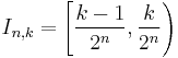 I_{n,k}=\left[\frac{k-1}{2^n},\frac{k}{2^n}\right)