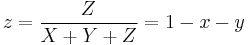 z = \frac{Z}{X%2BY%2BZ} = 1 - x - y