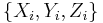 \left\{
X_{i},Y_{i},Z_{i}\right\}