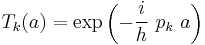 \,T_k(a) = \exp\left(- \frac{i}{h}\ p_k\ a\right)