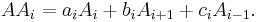 A A_i = a_i A_i %2B b_i A_{i%2B1} %2B c_i A_{i-1} .