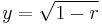 y=\sqrt{1-r}