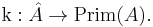  \operatorname{k}: \hat{A} \rightarrow \operatorname{Prim}(A). 