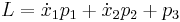 L=\dot{x}_1 p_1%2B\dot{x}_2 p_2%2Bp_3