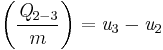 \left(\frac{\mathit{Q}_{2-3}}{{m}}\right)=\mathit{u}_3-\mathit{u}_2