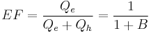 {EF = \frac{Q_e}{Q_e %2B Q_h} = \frac{1}{1%2BB}}