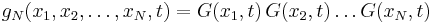 g_N(x_1, x_2, \dots, x_N, t) = G(x_1, t) \, G(x_2, t) \dots G(x_N, t) 