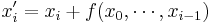 x_i' = x_i %2B f(x_0, \cdots, x_{i-1})