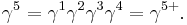 \gamma^5 = \gamma^1 \gamma^2 \gamma^3 \gamma^4 = \gamma^{5%2B}. 