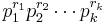 p_1^{r_1} p_2^{r_2} \cdots p_k^{r_k}