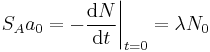  S_A a_0 = - \frac{\mathrm{d}N}{\mathrm{d}t}\bigg|_{t=0} = \lambda N_0 