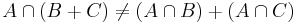 A\cap(B%2BC)\neq(A\cap B)%2B(A\cap C)