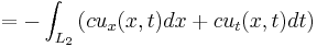 = - \int_{L_2} \left ( c u_x(x,t) dx %2B c u_t(x,t) dt \right ) 