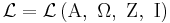 \mathcal{L} = \mathcal{L} \left( \Alpha,\ \Omega,\ \Zeta,\ \Iota \right)