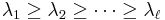 \lambda_1 \geq \lambda_2 \geq \dotsb \geq \lambda_\ell