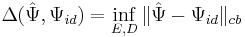 \Delta ({\hat \Psi}, \Psi_{id}) = \inf_{E,D} \| {\hat \Psi} - \Psi_{id} \|_{cb}