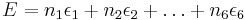  E = n_1\epsilon_1 %2B n_2\epsilon_2 %2B \ldots %2B n_6\epsilon_6 