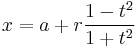 x = a %2B r \frac{1-t^2}{1%2Bt^2}\,