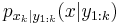 p_{x_k|y_{1:k}}(x|y_{1:k})