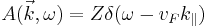 A(\vec{k},\omega)=Z\delta(\omega-v_Fk_{\|})