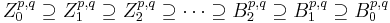 Z_0^{p,q} \supe Z_1^{p,q} \supe Z_2^{p,q}\supe\cdots\supe B_2^{p,q} \supe B_1^{p,q} \supe B_0^{p,q}