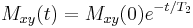 M_{xy}(t) = M_{xy}(0) e^{-t/T_2} \,