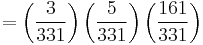 =\left ( \frac{3}{331}\right ) \left ( \frac{5}{331}\right ) \left ( \frac{161}{331}\right )