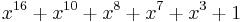 x^{16} %2B x^{10} %2B x^8 %2B x^7 %2B x^3 %2B 1