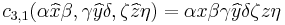 c_{3,1}(\alpha \widehat{x} \beta, \gamma \widehat{y} \delta, \zeta \widehat{z} \eta) = \alpha x \beta \gamma \widehat{y} \delta \zeta z \eta