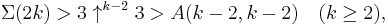 \Sigma(2k) > 3 \uparrow^{k-2} 3 > A(k-2,k-2) \quad (k \ge 2),