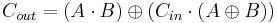 C_{out} = (A \cdot B) \oplus (C_{in} \cdot (A \oplus B))