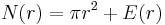 N(r)=\pi r^2 %2BE(r)\,