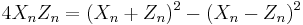 
4X_nZ_n = (X_n%2BZ_n)^2 - (X_n-Z_n)^2
