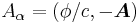 A_{\alpha} = \left(\phi/c, - \boldsymbol{A} \right)\,