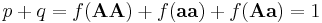 p%2Bq=f(\mathbf{AA})%2Bf(\mathbf{aa})%2Bf(\mathbf{Aa})=1