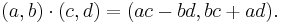  (a, b) \cdot (c, d) = (ac - bd, bc %2B ad).\,