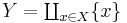 \textstyle Y = \coprod_{x \in X} \{x\}