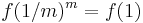 f(1/m)^{m}=f(1)