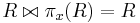 R\bowtie\pi_x(R)=R\,