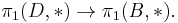 \pi_1(D,*) \to \pi_1(B,*).