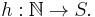 h: \mathbb{N} \to S.