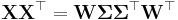 \mathbf{X}\mathbf{X}^\top = \mathbf{W}\mathbf{\Sigma}\mathbf{\Sigma}^\top\mathbf{W}^\top