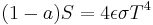 (1-a)S = 4 \epsilon \sigma T^4