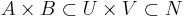 A\times B\subset U\times V\subset N