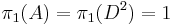 \pi_1(A)=\pi_1(D^2)={1}