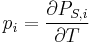 
p_i = \frac{\partial P_{S,i}} {\partial T}
